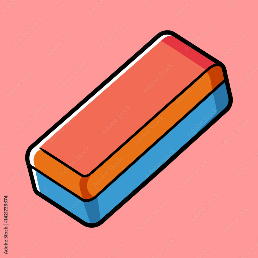 Poster three layered rectangular block with rounded edges on a pink background