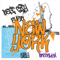 New York slogan graphic vector print lettering for t shirt print design