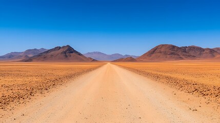 Barren Desert Road Winding Through Majestic Mountain Landscape Evoking Isolation and Adventure
