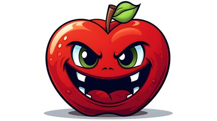 Whimsical Cartoon Vector Illustration of Vampire Apple Character with Fangs