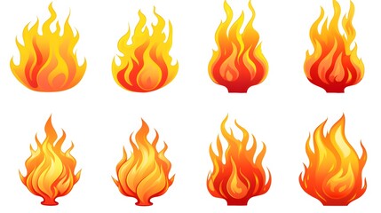 Professional Vector Flame Collection for Fireball Designs in a Simple Style