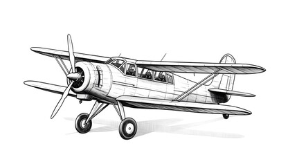 Vintage Retro Airplane Logo: High-Quality Vector Hand-Sketched Aviation Design