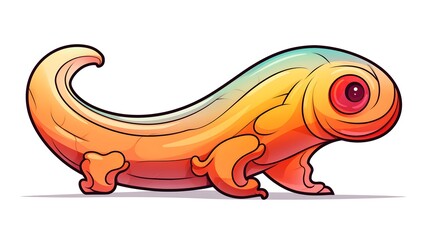 Professional warm gradient line drawing of a cartoon monster for design projects