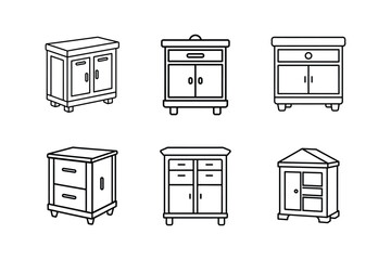 storage cabinet icon line art vector illustration