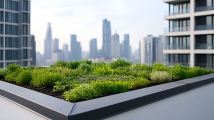 Rooftop Urban Garden with Smart Sensors Monitoring Sustainability in Modern Cityscape