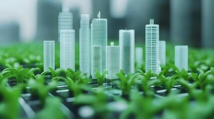 Futuristic Green Smart City Skyline with IoT Technology and Eco-Friendly Architecture
