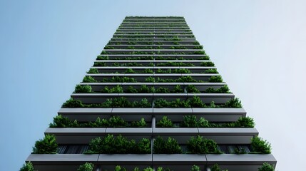 Eco-Conscious High-Rise Buildings with Lush Green Facades and Digital Carbon Monitoring
