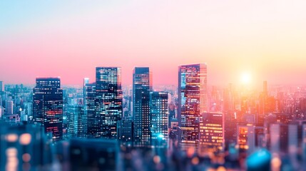 Obraz premium Dazzling digital transformation of a dynamic urban financial and business hub