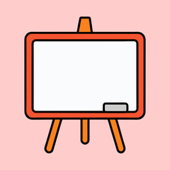 Illustration of a vibrant orange easel with a blank whiteboard space