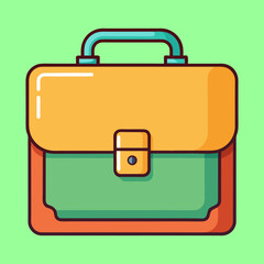 Illustration of a classic business briefcase in yellow and green colors