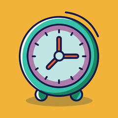 Vibrant cartoon alarm clock on a yellow background with modern style