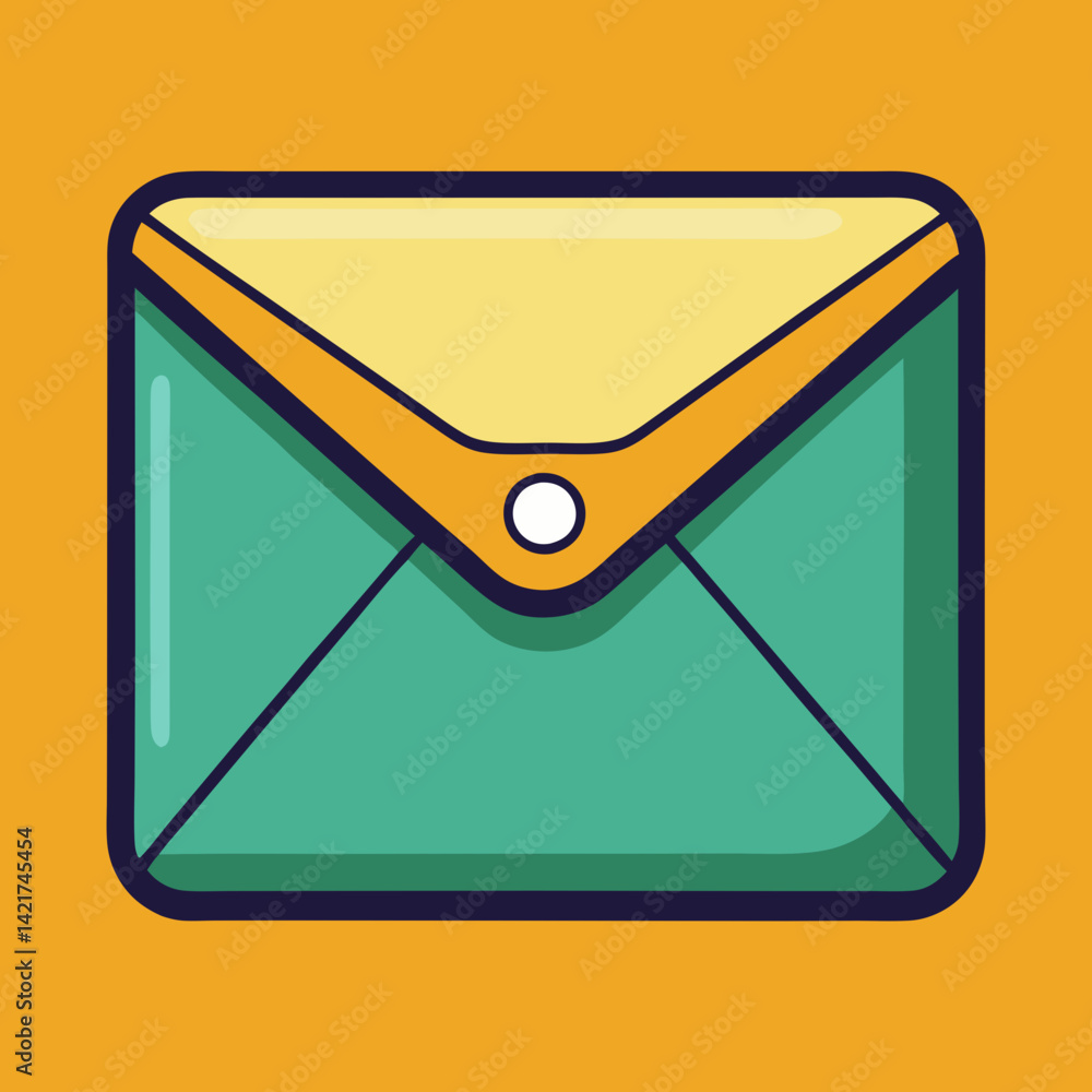 Poster flat vector illustration of an envelope on a solid background color