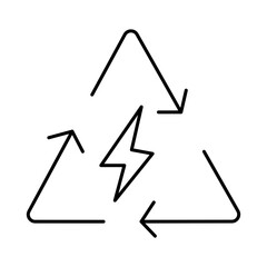 Recycle Electricity Icon. Solar Energy, Solar Panel, Green Energy, Sun Energy, Solar Battery, Energy Saving, Solar House, Ecology, Electricity, Renewable Energies Editable Stroke Vector Illustration