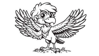 Vector illustration of cartoon Toucans black and white drawing For children to learn to color according to the picture.