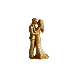 Obraz premium Golden Couple Embracing Romantic Figurine for Wedding or Anniversary