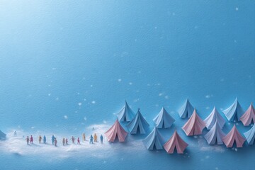 Winter Scene with People and Tents