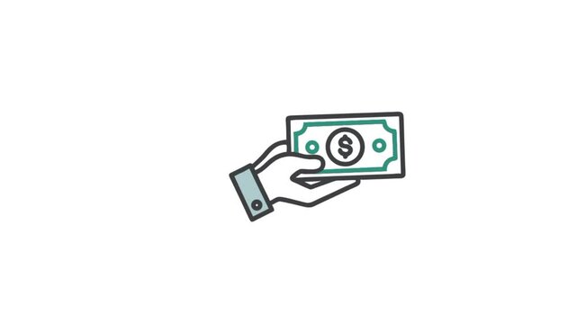Colorful flat icon representing affiliate marketing or referral program, with two user figures and a dollar sign symbolizing earning commission through sharing or promoting products or services.