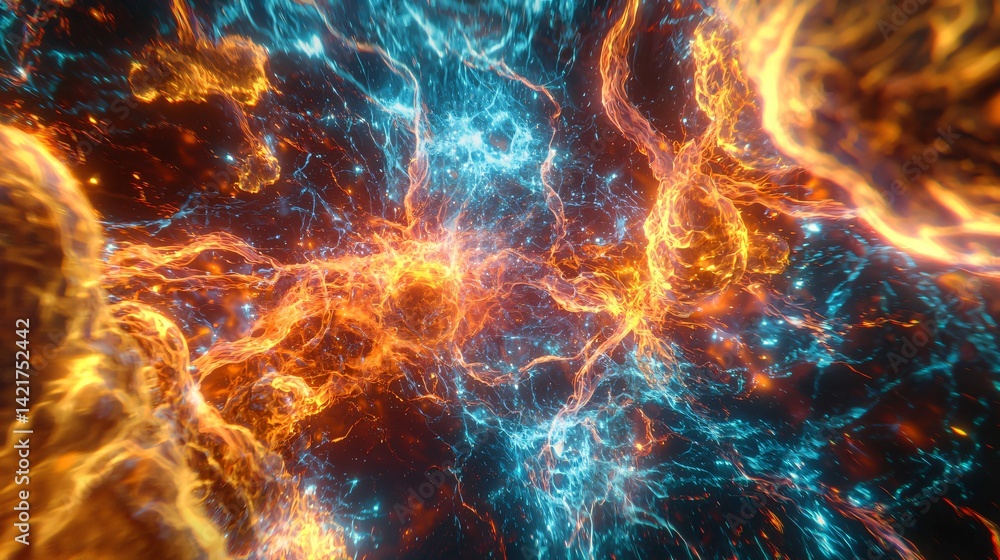 Poster explosive display of colorful fire and sparks capturing the essence of celestial energy fields with 