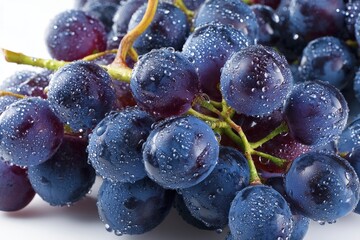 Fresh Grape Bunch with Water Droplets