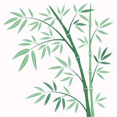 Obraz premium Watercolor bamboo painting, delicate green leaves