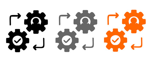 Agile Process vector icon, gear and cycle arrow icon, iterative development and continuous improvement illustration