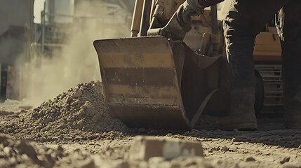 Construction Worker Operating a Bulldozer