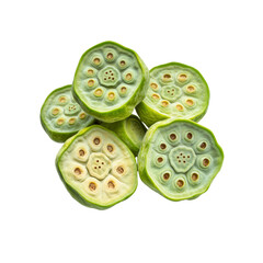 Close-up of Fresh Green Lotus Seed Pods Isolated on Transparent Background
