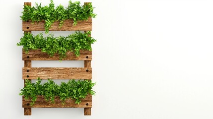 Rustic Wooden Pallet Vertical Garden with Lush Green Plants