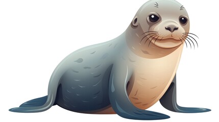 Detailed Cartoon Seal Illustration in Vector Format for Various Design Projects