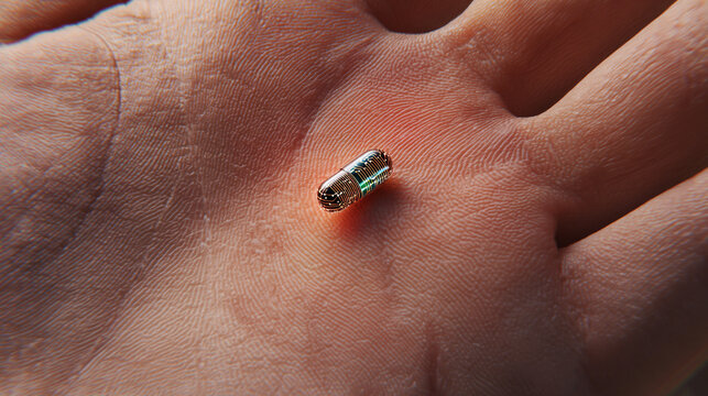 Medical microchip implant technology on hand for approval healthcare innovation and future medicine concept - Powered by Adobe