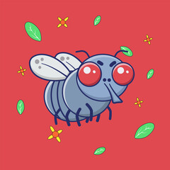 housefly vector, common insect icon, flying bug, pest control illustration, top view fly 