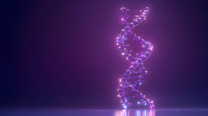 Obraz premium Glowing Purple DNA Helix on Dark Background