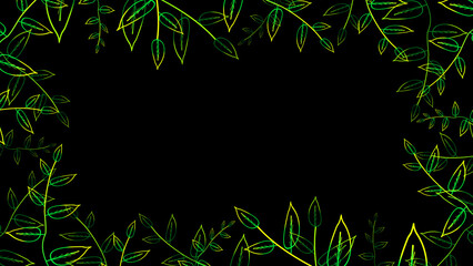 Green Leafy Border Design with Vibrant Outline for Creative Projects