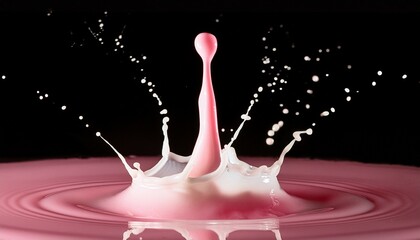 milk splash on pink background