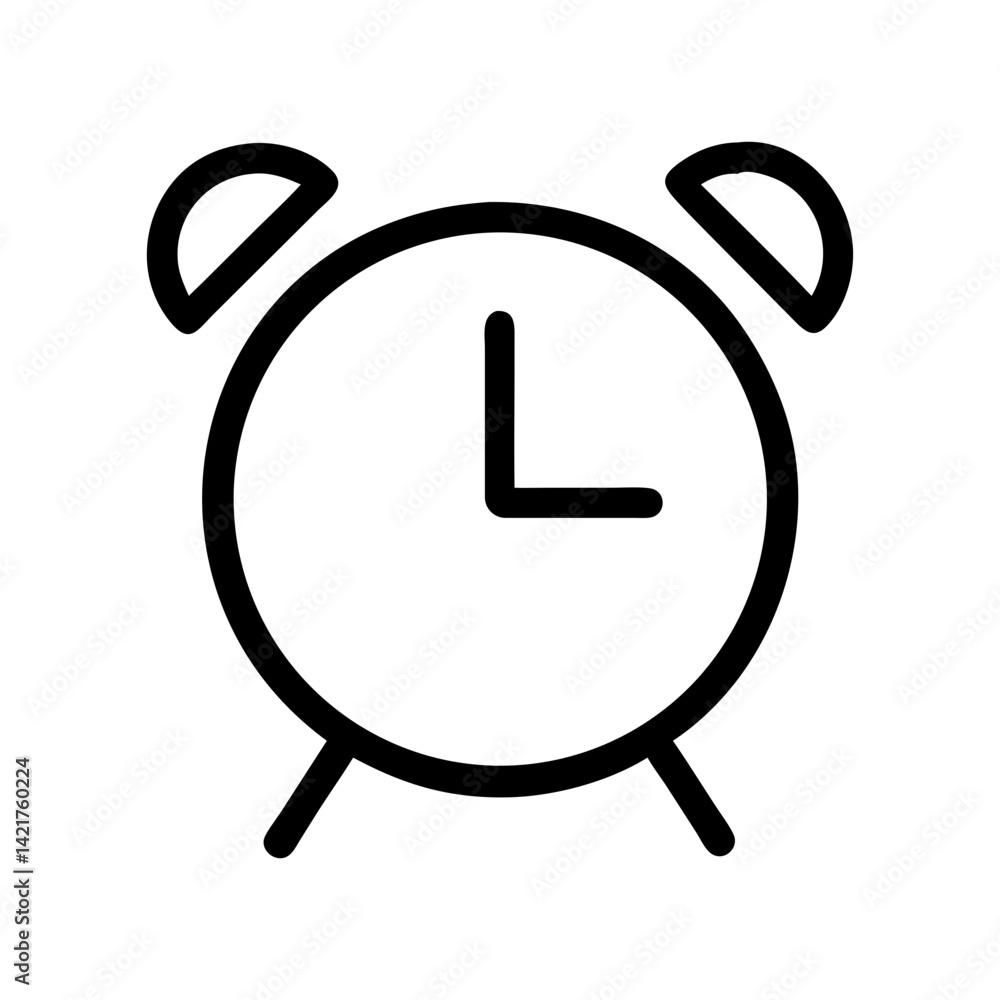 Poster alarm clock vector icon for time management, learning schedules and reminders flat stroke icon for a
