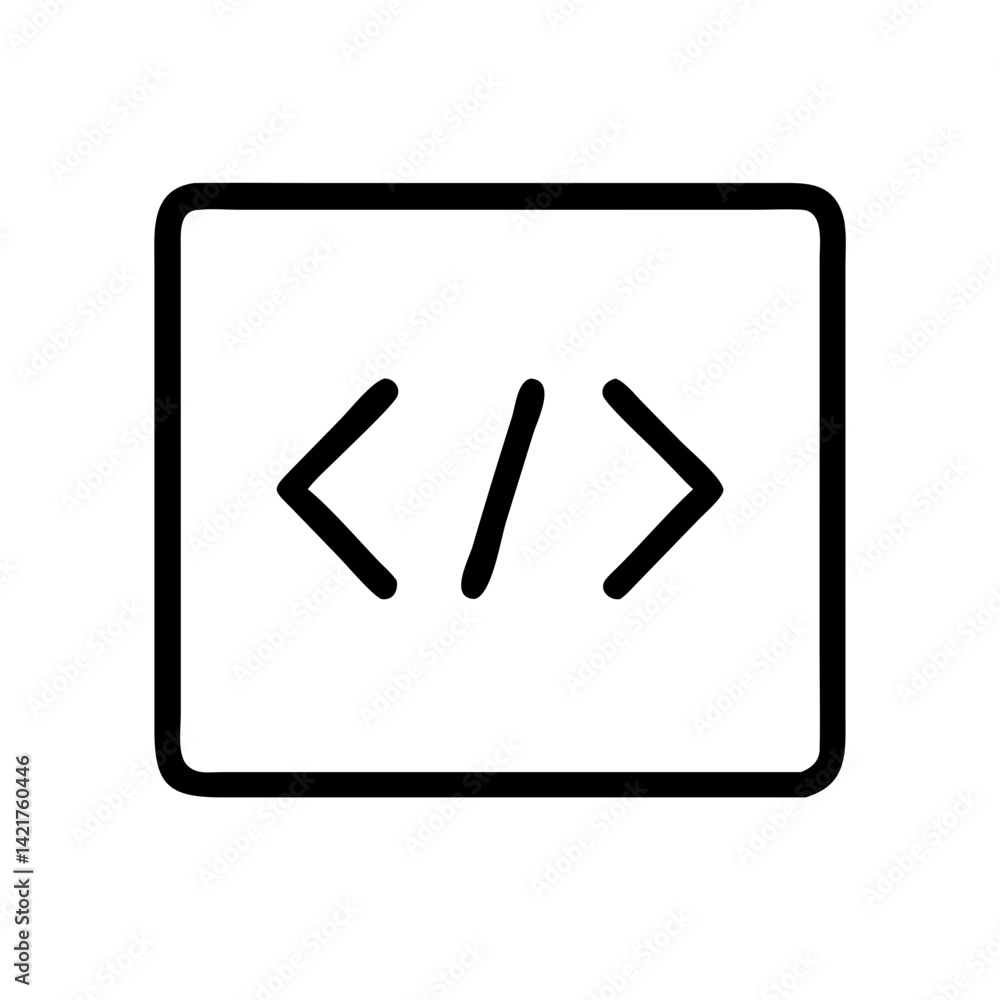Poster coding terminal icon for education & e-learning flat stroke icon for apps and websites