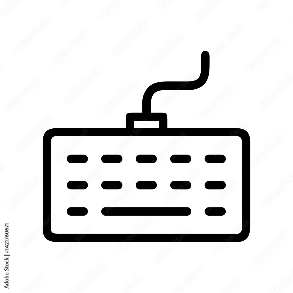 Poster keyboard icon representing computer literacy, typing, and digital input flat stroke icon for apps an
