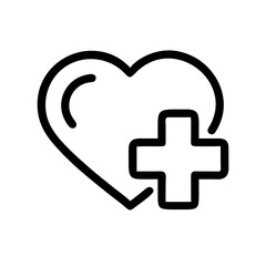Obraz premium health icon featuring heart and cross representing medical care, wellness, and healthcare services flat stroke icon for apps and websites 