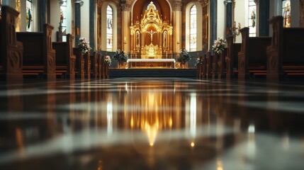 Golden altar church interior