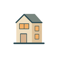 Minimalist Suburban Home Illustration Featuring Gable Roof and Beige Facade