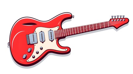Professional red electric guitar - vector illustration for music concerts and rock band promotions