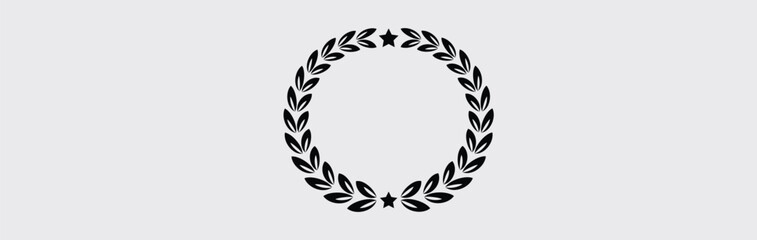 Vector laurel wreath isolated,  black silhouette circular laurel foliate, wheat and oak wreaths depicting an award, laurel wreath vector on white background