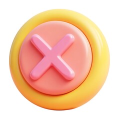 Obraz premium Cute 3D pink X button on yellow background