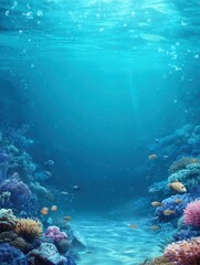 Obraz premium Underwater Scene with Coral Reef and Sunlight