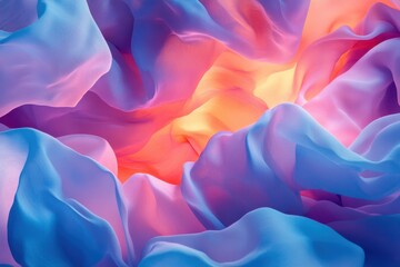 Abstract fluid fabric, vibrant colors