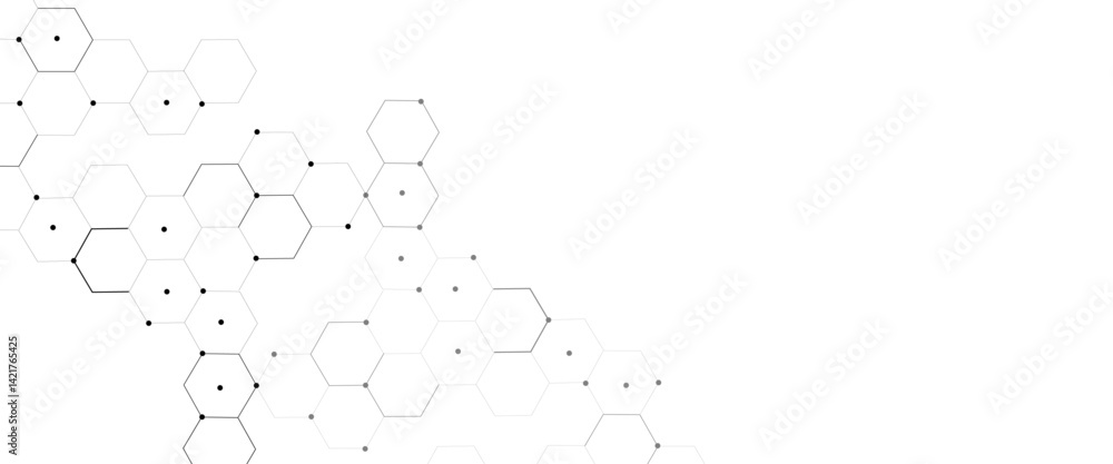 Poster Vector hexagons pattern. Geometric abstract background with simple hexagonal elements. Medical, technology or science design