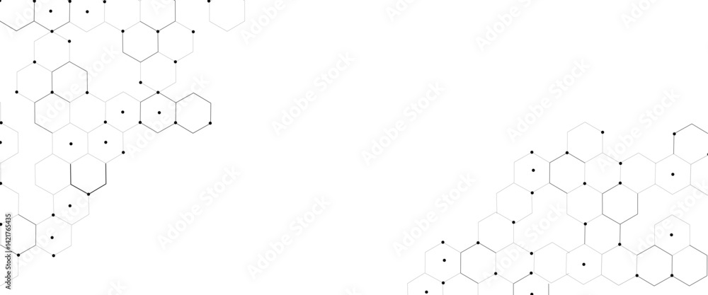 Poster Vector hexagons pattern. Geometric abstract background with simple hexagonal elements. Medical, technology or science desig