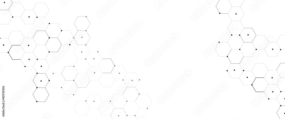 Aufkleber Vector hexagons pattern. Geometric abstract background with simple hexagonal elements. Medical, technology or science design