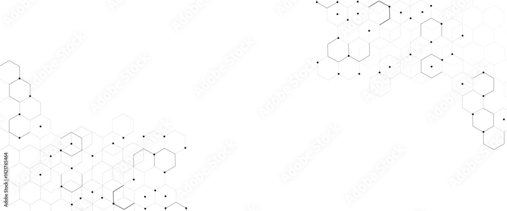 Fototapete Vector hexagons pattern. Geometric abstract background with simple hexagonal elements. Medical, technology or science design