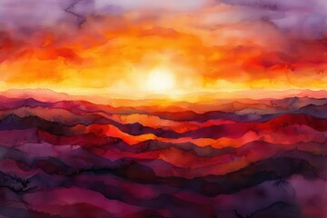 Fototapeta premium Sunrise over a Colorful Mountain Range